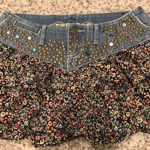 Floral Ruffle Jean Skirt